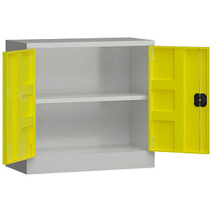4061815550377 - Stahlschrank ClassiX X-530306 zinkgelb lichtgrau 800 x 380 x 750 cm aufgebaut  4061815550377 LÜLLMANN
