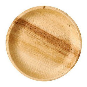 4002911457771 - Einwegteller pure ø 230 mm 25 Stk kompostierbar hitzebeständig individuelle Optik aus Palmblatt hellbraun