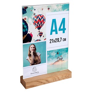 9002493109384 - Tischaufsteller A4 Hoch Acryl mit Holzsockel gerade T-Form 9002493109384 Exacompta