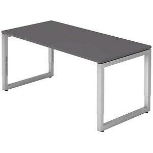 HAMMERBACHER RS16 höhenverstellbarer Schreibtisch grafit rechteckig, O-Fuß-Gestell silber 160,0 x 80,0 cm