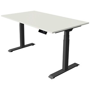 Kerkmann Move 1 stable elektrisch höhenverstellbarer Schreibtisch weiß rechteckig, T-Fuß-Gestell grau 140,0 x 80,0 cm