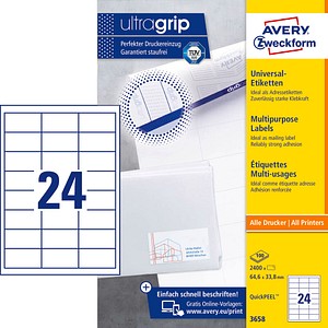 2.400 AVERY Zweckform Etiketten 3658 weiß