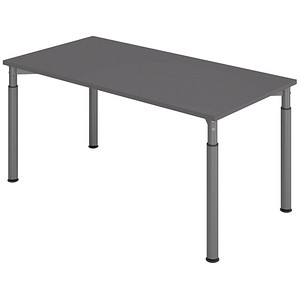 HAMMERBACHER YS16 höhenverstellbarer Schreibtisch grafit rechteckig, 4-Fuß-Gestell grau 160,0 x 80,0 cm