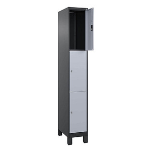 4068427573381 - Schließfachschrank Classic Plus schwarzgrau weißaluminium 080010-103 S10029 3 Schließfächer 300 x 500 x 1950 cm 40684275733