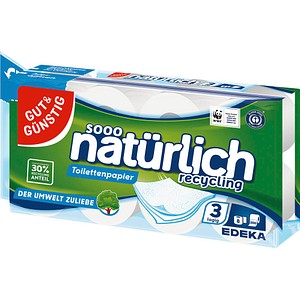4311536910586 - Toilettenpapier sooo natürlich recycling ohne 538517003 3-lagig weiß 200 Blatt   Rolle 4311536910586 Gut & Günstig 8 Rolle