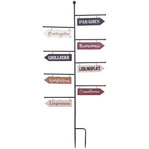 Garden Pleasure Gartendeko PARADIES Metall bunt Wegweiser: rechteckig 23,5×6,0×0,1 cm (LxBxH) 54,0 x 125,0 cm, 1 St.