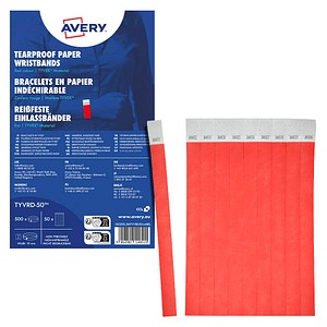 AVERY Zweckform Einlassband TYVRD-50 neon rt 500St 5014702149511 AVERY Zweckform 500 Stück