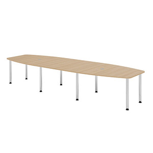 4032062315507 - HAMMERBACHER Konferenztisch KT40C eiche Tonnenform Rundrohr chrom 4000 x 850 1300 x 720 - 740 cm