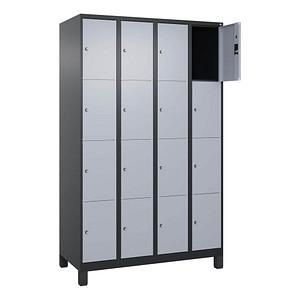 4068427573640 - Schließfachschrank Classic Plus schwarzgrau weißaluminium 080010-404 S10040 16 Schließfächer 1200 x 500 x 1950 cm 406842757
