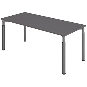 HAMMERBACHER YS19 höhenverstellbarer Schreibtisch grafit rechteckig, 4-Fuß-Gestell grau 180,0 x 80,0 cm