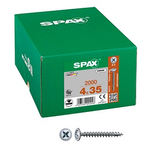 4003530092046 - Universalschraube 4 x 35 mm 2000 Stück Vollgewinde Rückwandkopf Kreuzschlitz Z2 4CUT wirox - 0281010400352 - Spax