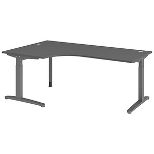 HAMMERBACHER VXB82 höhenverstellbarer Schreibtisch grafit L-Form, C-Fuß-Gestell grau 200,0 x 120,0 cm