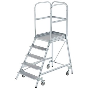 MUNK Podestleiter 50105, 1x 5 Stufen, silber, Aluminium 4031405501058 MUNK