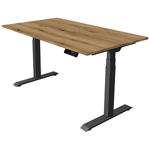 Kerkmann Move 1 stable elektrisch höhenverstellbarer Schreibtisch asteiche rechteckig, T-Fuß-Gestell grau 140,0 x 80,0 cm