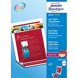 AVERY Zweckform Fotopapier 25983-100 DIN A3 glänzend 150 g/qm 100 Blatt AVERY Zweckform Fotopapier 25983-100 DIN A3 glänzend 150 g/qm 100 Blatt
