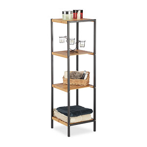 4052025962128 - Relaxdays - Regal Bambus universales Standregal 4 Ablagen Metall-Rahmen quadratisch HxBxT 104 x 30 x 30 cm natur 4052025962128 - Relaxdays - Regal Bambus universales Standregal 4 Ablagen Metall-Rahmen quadratisch HxBxT 104 x 30 x 30 cm natur