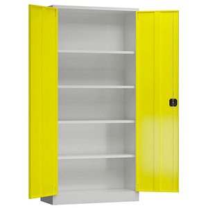 4061815602366 - Stahlschrank ClassiX X-530356 zinkgelb lichtgrau 920 x 500 x 1945 cm aufgebaut  4061815602366 LÜLLMANN