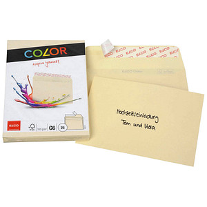 7610425433708 - AKTION ELCO Briefumschläge Color DIN C6 ohne Fenster hellchamois haftklebend 25 St + GRATIS HARIBO Goldbären Fruchtgummi 1750 g
