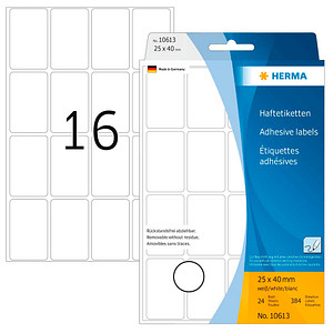 HERMA Movables Etiketten 10613 weiß 25,0 x 40,0 mm, 384 Etiketten 
