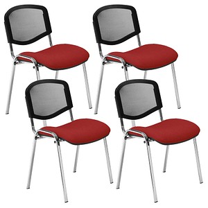 5901747156522 - Besucherstuhl Iso Ergo Mesh bordeaux   chrom ohne Armlehnen 4-Fuß-Gestell 5901747156522 4 Stück
