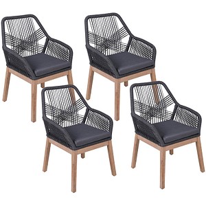 4041908138996 - 4er Set Gartenstuhl Pomona Armlehnstuhl Stuhl Relax Sessel Gartenmöbel grau