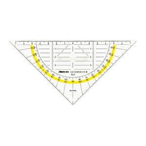 ARISTO Geodreieck mit 16,0 cm Hypotenuse aus glasklarem Kunststoff für Schule und Studium