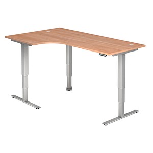 höhenverstellbarer Schreibtisch nussbaum L-Form