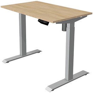 Kerkmann Move 1 elektrisch höhenverstellbarer Schreibtisch eiche hell rechteckig, T-Fuß-Gestell silber 100,0 x 60,0 cm