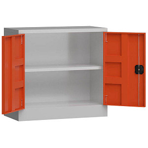 4061815550353 - Stahlschrank ClassiX X-530304 feuerrot lichtgrau 800 x 380 x 750 cm aufgebaut  4061815550353 LÜLLMANN