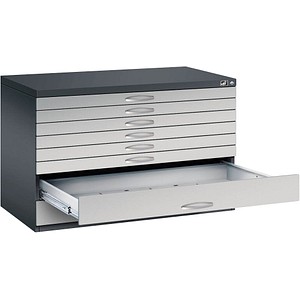 4068192048299 - Zeichnungsschrank DIN A1 8 Schubladen Höhe 760 mm schwarzgrau weißaluminium C+P 4068192048299 - Zeichnungsschrank DIN A1 8 Schubladen Höhe 760 mm schwarzgrau weißaluminium C+P