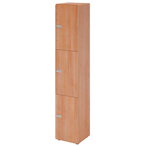 HAMMERBACHER Schließfachschrank nussbaum V264L3/N/N/ZS, 3 Schließfächer 40,0 x 42,0 x 215,6 cm