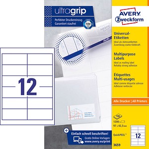 1.200 AVERY Zweckform Etiketten 3659 weiß