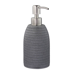 4052025908799 - Seifenspender 300 ml nachfüllbar Bad wc Küche Flüssigseifenspender Polyresin Edelstahlpumpe grau - Relaxdays