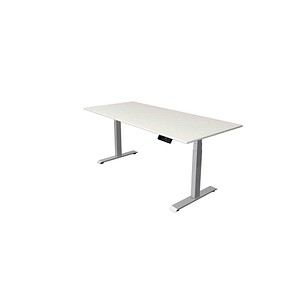 Kerkmann Move 1 stable elektrisch höhenverstellbarer Schreibtisch weiß rechteckig, T-Fuß-Gestell silber 180,0 x 80,0 cm