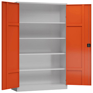 4061815563872 - Stahlschrank ClassiXXL X-530384 feuerrot lichtgrau 1200 x 600 x 1945 cm aufgebaut  4061815563872 LÜLLMANN