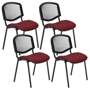 5901747156478 - Besucherstuhl Iso Ergo Mesh bordeaux   schwarz ohne Armlehnen 4-Fuß-Gestell 5901747156478 4 Stück