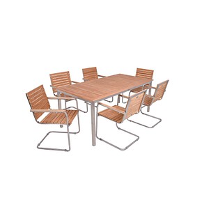 4041908134516 - Sitzgruppe DENVER 07 silber Holz Metall 7-teilig 4041908134516 Garden Pleasure