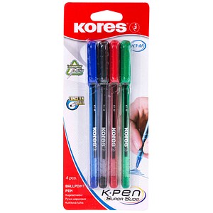 9023800371546 - Kugelschreiber K1 transparent Schreibfarbe  4 St farbsortiert 4 St