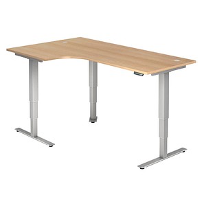 höhenverstellbarer Schreibtisch eiche L-Form