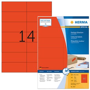 1.400 HERMA Etiketten 4557 rot 105,0 x 42,3 mm