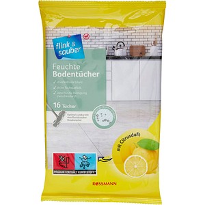 flink & sauber Feuchte Bodentücher Mikrofaser, 16 St.