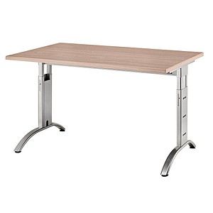 HAMMERBACHER FS12 höhenverstellbarer Schreibtisch nussbaum rechteckig, C-Fuß-Gestell silber 120,0 x 80,0 cm