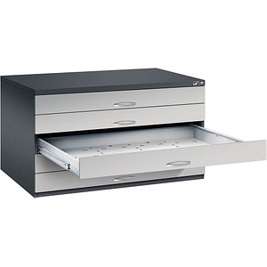 4068427250305 - Zeichnungsschrank DIN A0 5 Schubladen Höhe 760 mm schwarzgrau   weißaluminium C+P