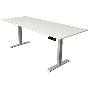 Kerkmann Move 1 stable elektrisch höhenverstellbarer Schreibtisch weiß rechteckig, T-Fuß-Gestell silber 200,0 x 80,0 cm