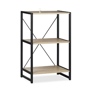 4052025251505 - Standregal Regal Industrial niedriges Bücherregal mit 3 Fächern HxBxT 80 x 50 x 35 cm PB Metall braun - Relaxdays