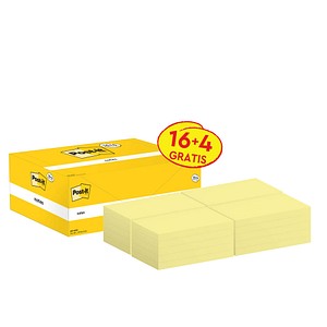 4046719906444 - Post-it® Haftnotizen Notes 655-VP20 B 76 x T 127 mm PEFC®-Papier gelb 16 + 4 Blöcke gratis 100 Blatt Block