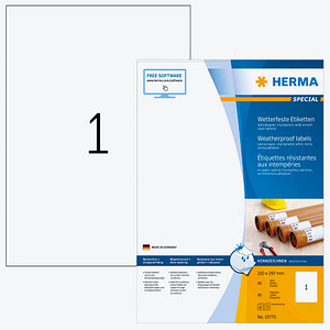 80 HERMA wetterfeste Etiketten weiß 210,0 x 297,0 mm