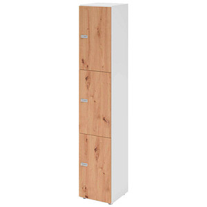 4032062314517 - HAMMERBACHER Schließfachschrank weiß asteiche V264L3 W R ZS 3 Schließfächer 400 x 420 x 2156 cm