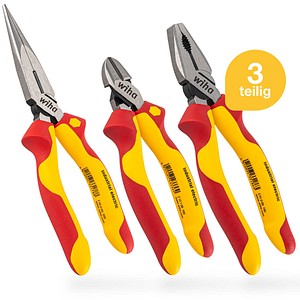 4010995386375 - Zangen Set für Elektriker (38637) 3-tlg I Universal Kombizange 180mm + Flachrundzange 200mm + Seitenschneider 160mm I Zangenset Elektro VDE