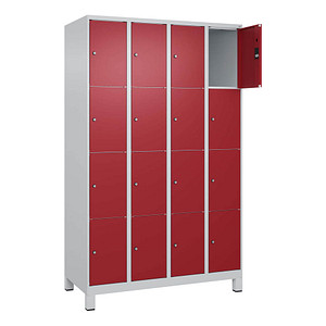 4066681682115 - Schließfachschrank Classic Plus lichtgrau rubinrot 080010-404 S10001 16 Schließfächer 1200 x 500 x 1950 cm 4066681682115 CP